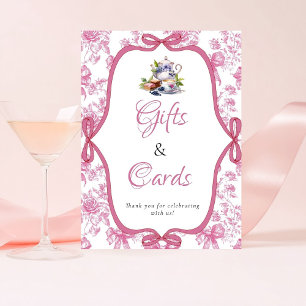 Rosa Wildblume Tee Party Geschenke & Kartenzeichen Sockelschild