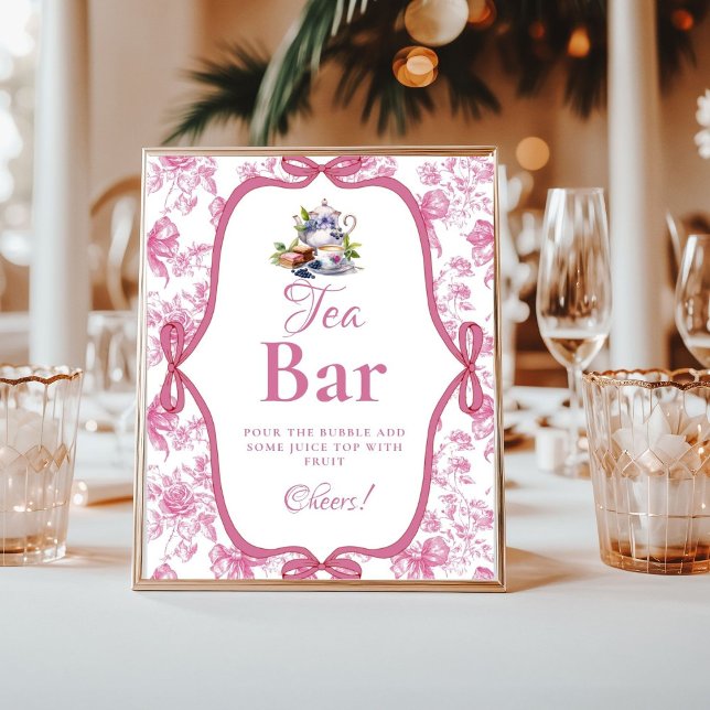 Rosa Wildblume Tee Party Mimosa Bar signieren Poster (Von Creator hochgeladen)