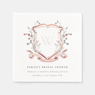 Rosa Wildblume Wappen Brautparty Serviette