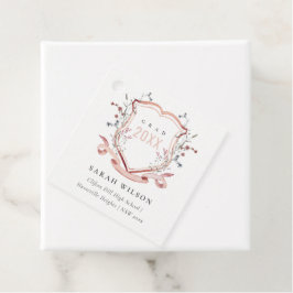 Rosa Wildblume Wasserfarbe Wappen Abschluss Geschenkanhänger