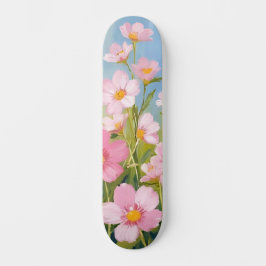 Rosa Wildblumen | Aquarell Floral Gemalt Skateboard