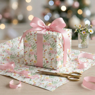 Rosa Wildblumen-Aquarell Geschenkpapier