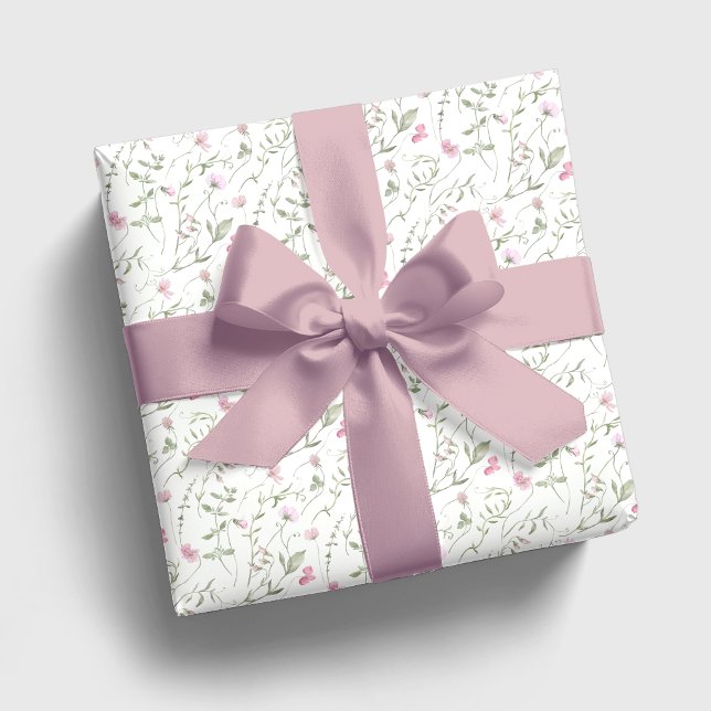 Rosa Wildblumen-Aquarell Geschenkpapier (Von Creator hochgeladen)