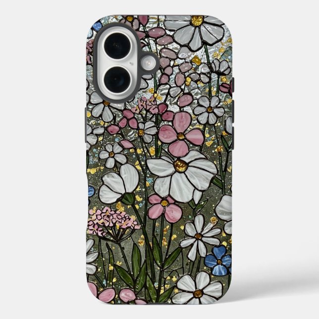 Rosa Wildblumen aus weißem Gold Case-Mate iPhone Hülle (Rückseite)