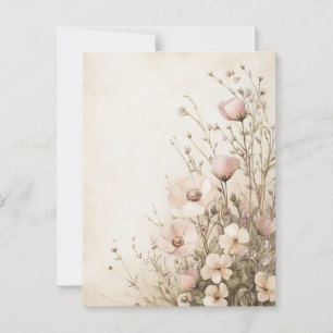 Rosa Wildblumen Cottagecore Postkarte