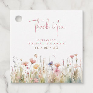 Rosa Wildblumen Danke Brautparty Geschenkanhänger