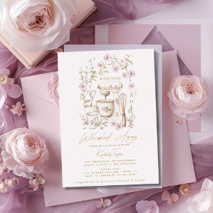 Rosa Wildblumen flüstern Brautparty Einladung