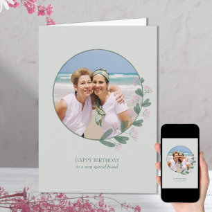 Rosa Wildblumen-Fotorahmen Glückwunschkarte zum Ge Karte