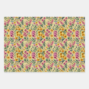 Rosa Wildblumen Geschenkpapier Set