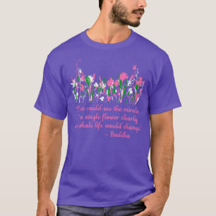 Rosa Wildblumen Grün und Weiß Garten Buddha Quo T-Shirt