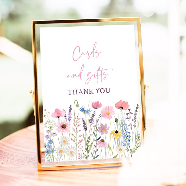 Rosa Wildblumen Karten und Geschenke Kinderdusche  Poster (Von Creator hochgeladen)