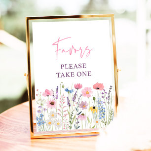 Rosa Wildblumen Kinderdusche Gefallen Unterschrift Poster