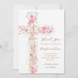 rosa Wildblumen Kreuz Bestätigung Danke Karte