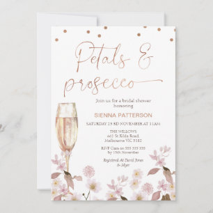 Rosa Wildblumen Petals und Prosecco-Brautparty Einladung