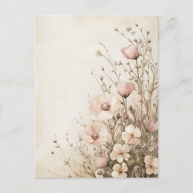 Rosa Wildblumen Postkarte (Vorderseite)