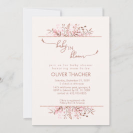 Rosa Wildblumen-Rand Baby in Blüte Baby Shower Einladung