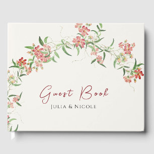 Rosa Wildblumen-Rose Frühlingsgirlande Hochzeit Gästebuch