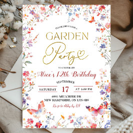 Rosa Wildblumen-Teenager-Geburtstag Einladung