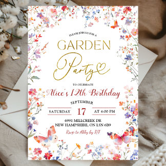 Rosa Wildblumen-Teenager-Geburtstag Einladung