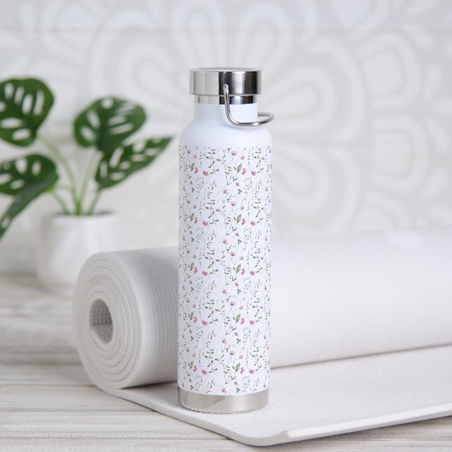 Rosa Wildblumen-Wasserfarbe Trinkflasche (Yoga (gedreht))