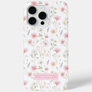 Rosa Wildblumen-Wasserfarben-Monogramm Case-Mate iPhone Hülle