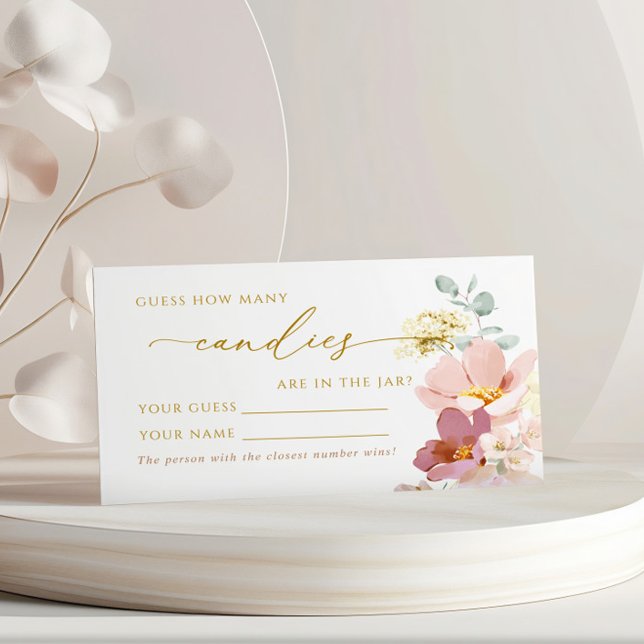 Rosa Wildblumen Wie viele Candies Showspielkarten Platzkarte (Von Creator hochgeladen)