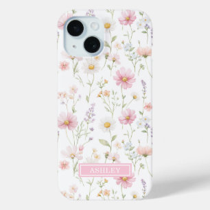Rosa Wildblumengarten Monogramm Case-Mate iPhone Hülle