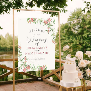 Rosa Wildblumenrose Frühlingsgirlande Hochzeit Poster