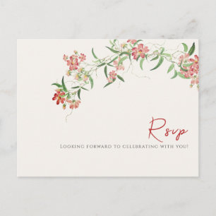 Rosa Wildblumenrose Frühlingsgirlande Hochzeit Postkarte