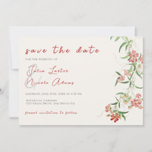 Rosa Wildblumenrose Frühlingsgirlande Hochzeit Save The Date