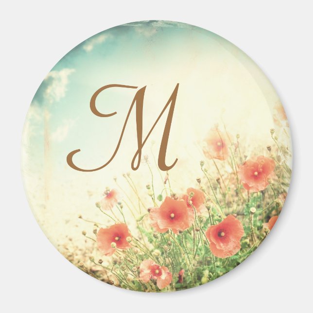 Rosa Wilde Blume im Anfangsmagazin "Field Monogram Magnet (Vorne)