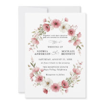 Rosa Wilde Blumen Hochzeitseinladung