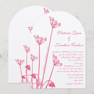 Rosa wilde Blumenwirbel-Hochzeitseinladung Einladung