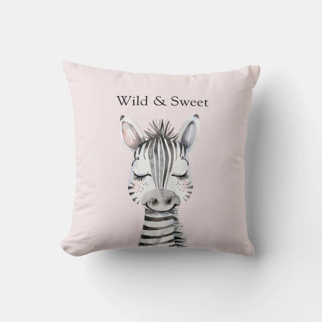 Rosa Wilde & Süße Zebra Kissen (Vorderseite)