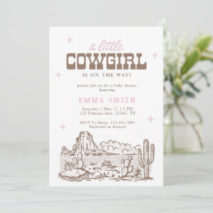Rosa Wilde Westen Wüsten-Baby-Party Cowboy Vintage Einladung