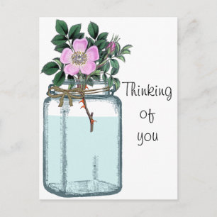 Rosa Wildrose in einer Mason Jar Postkarte