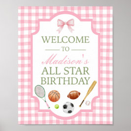Rosa Willkommensschild für die Sportparty aller St Poster