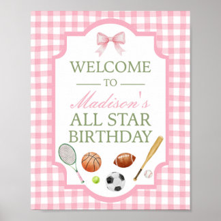 Rosa Willkommensschild für die Sportparty aller St Poster