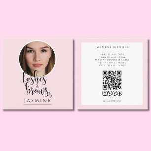 Rosa Wimpern & Augenbrauen QR-Code Quadrat Quadratische Visitenkarte