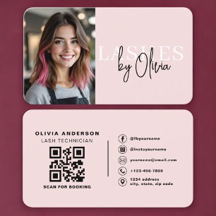 Rosa Wimpernstylistin Foto QR Code Visitenkarte