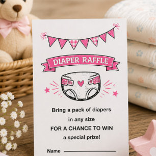 Rosa Windel-Raffel Baby Shower Karte