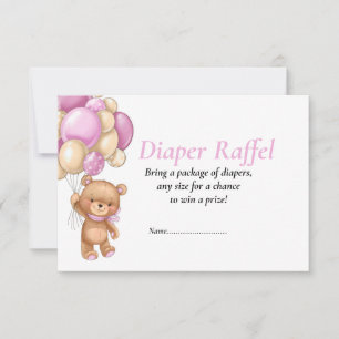 Rosa Windel Raffel Babyparty Teddy Pokerdots Einladung