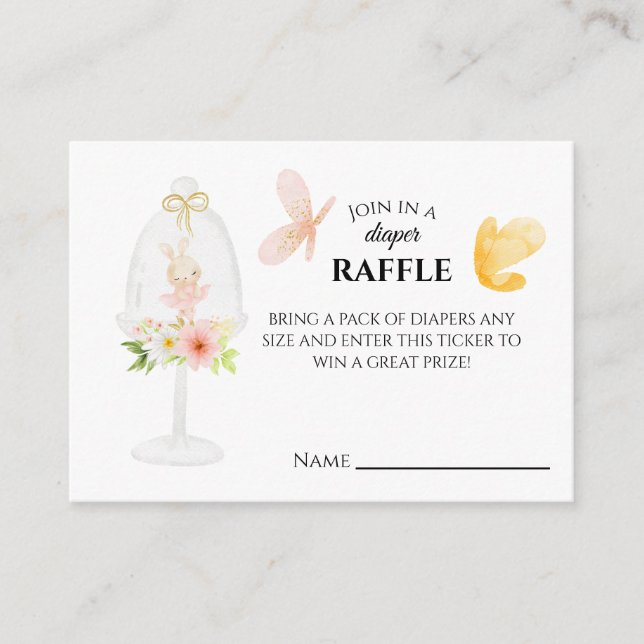 Rosa Windeln Tombola Baby Dusche Spielkarte Begleitkarte (Vorderseite)
