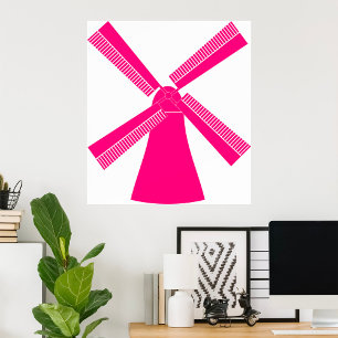 Rosa Windmühle Poster