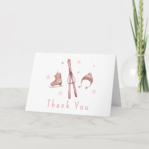 Rosa Winter Après Bébé Ski Baby Shower  Dankeskarte