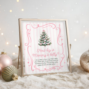 Rosa Winter-Baby-Party Wie groß ist Mamas Bauch Poster