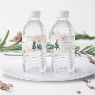 Rosa Winter-Baby-Shower-Wasseretiketten Wasserflaschenetikett