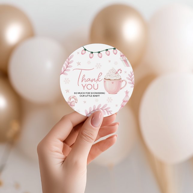 Rosa Winter-Babyshower-Dankeschön-Anhänger Geschenkanhänger (Von Creator hochgeladen)