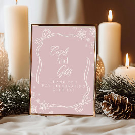 Rosa Winter Coquette Cards and Gifts Table Sign Einladung