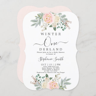 Rosa Winter erste Geburtstagseinladung Einladung